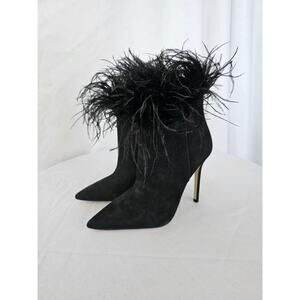 MICHAEL Michael Kors Whitby Feather Shooties Heels Boots Black Size 6 NWT